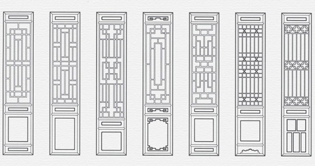 兴宁常用中式仿古花窗图案隔断设计图