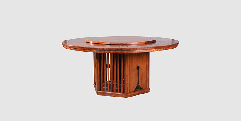 兴宁中式餐厅装修天地圆台餐桌红木家具效果图